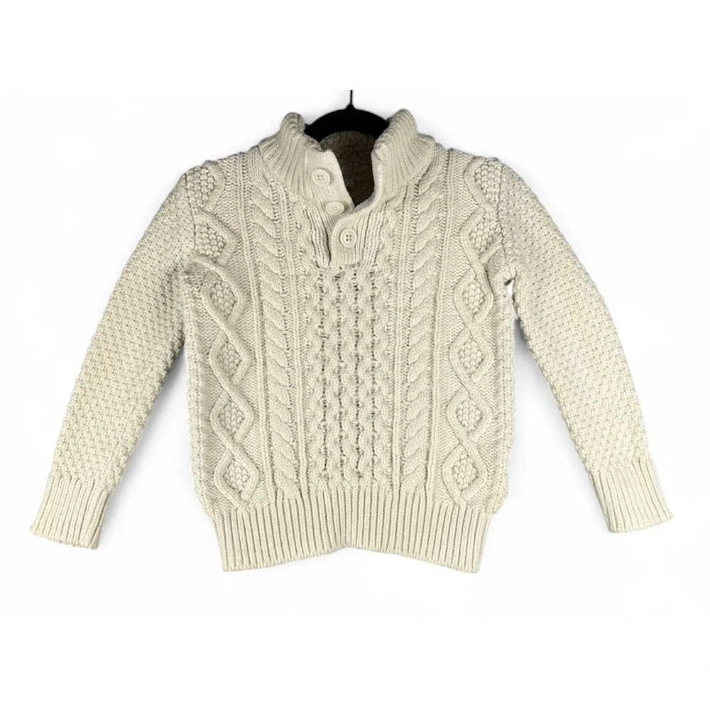BABY GAP Cable Knit Sweater Size 4 years Beige Pullover Christmas Photos‎ Preppy